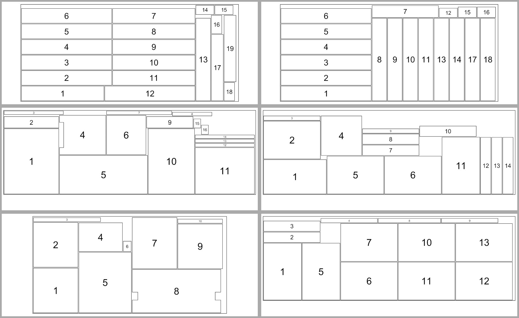六张真实大板上的贴标顺序 / Label order on six real sheets